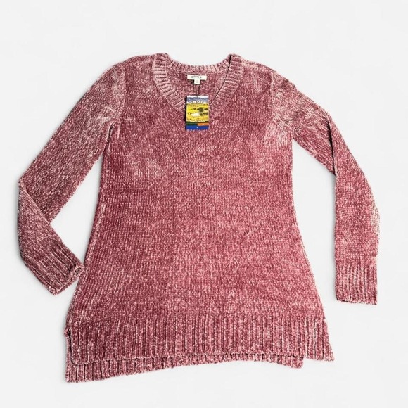 Orvis Tops - Orvis Chenille V-Neck Sweater Womens Size Large Mauve Pink Soft Plush Knit Tunic